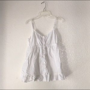 Forever 21 White Ruffle Button Babydoll Cami Top