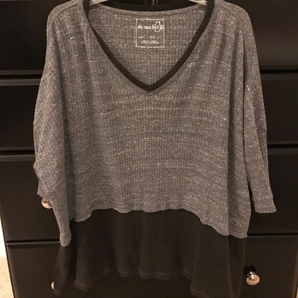 Free People quarter sleeve waffle shirt