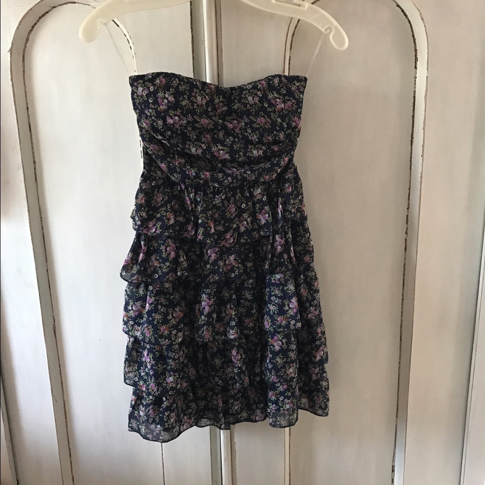 strapless floral dress