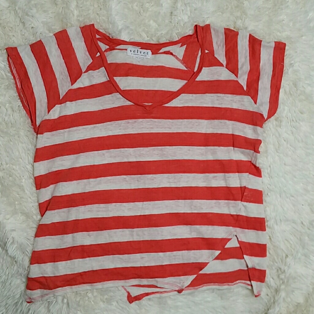 Velvet by Graham & Spencer orange striped tee