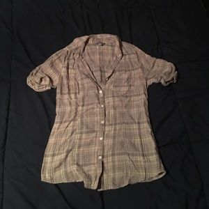 Nordstrom Tan Plaid Shirt