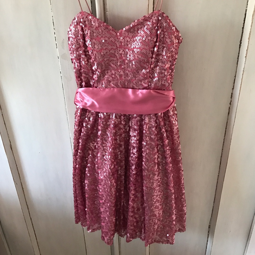 pink sequined dress