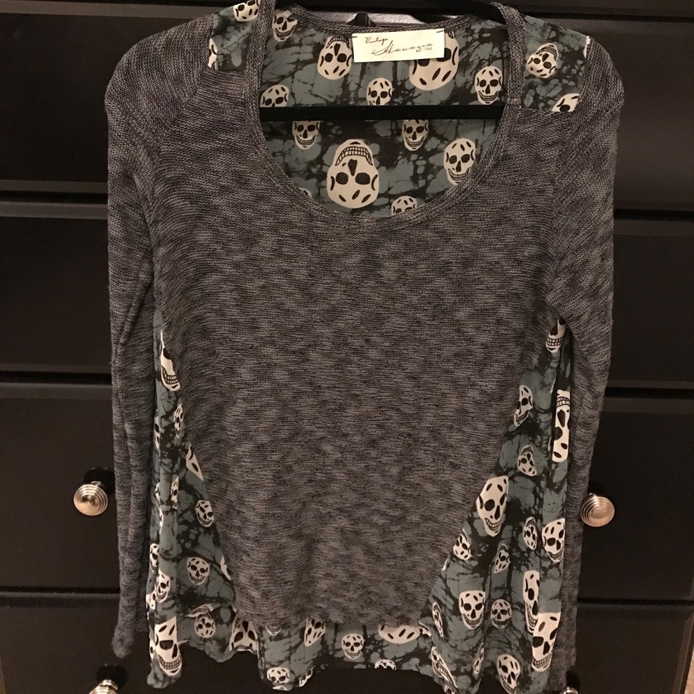 Vintage Havana long sleeve skull chiffon top