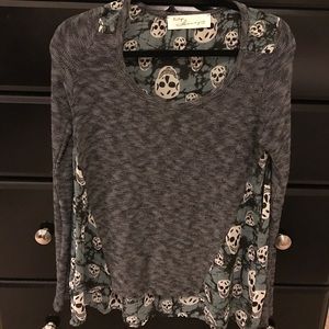Vintage Havana long sleeve skull chiffon top