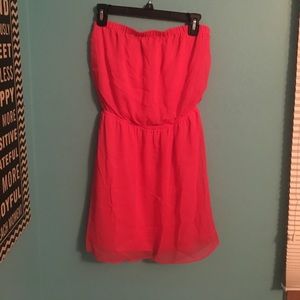 Watermelon strapless dress