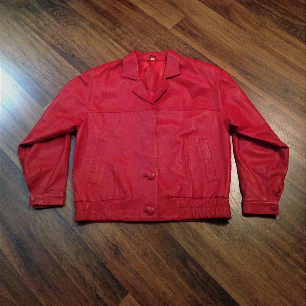 🔴2/$10 or 5/$20 Vintage Soft Red Leather Jacket - Picture 1 of 8