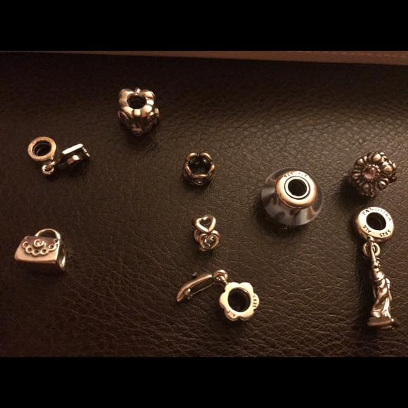 Authentic pandora bracelet, charms, and box