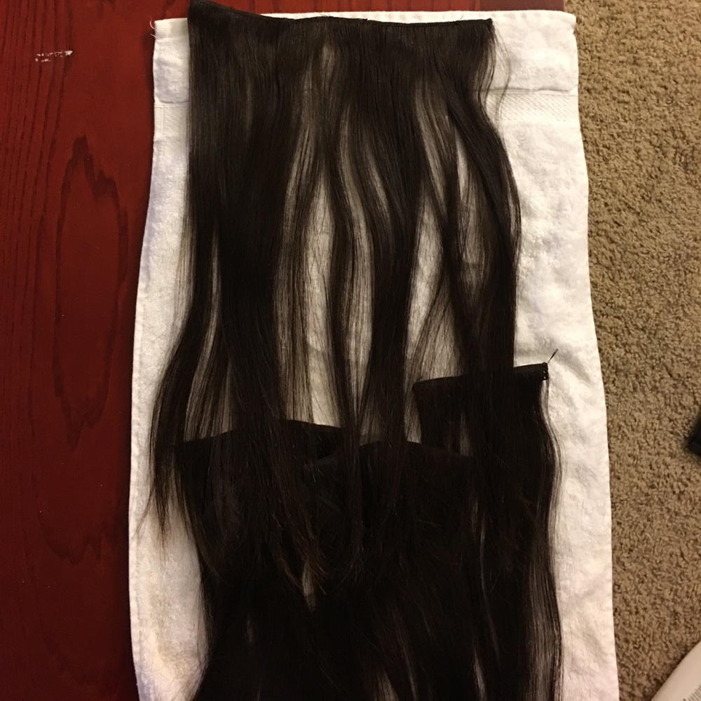100% human hair clip-on extensions (dark brown)