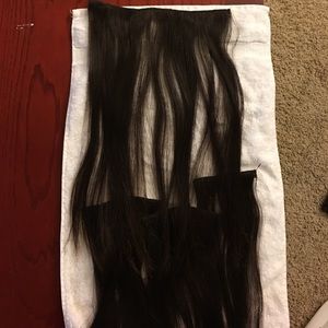 100% human hair clip-on extensions (dark brown)