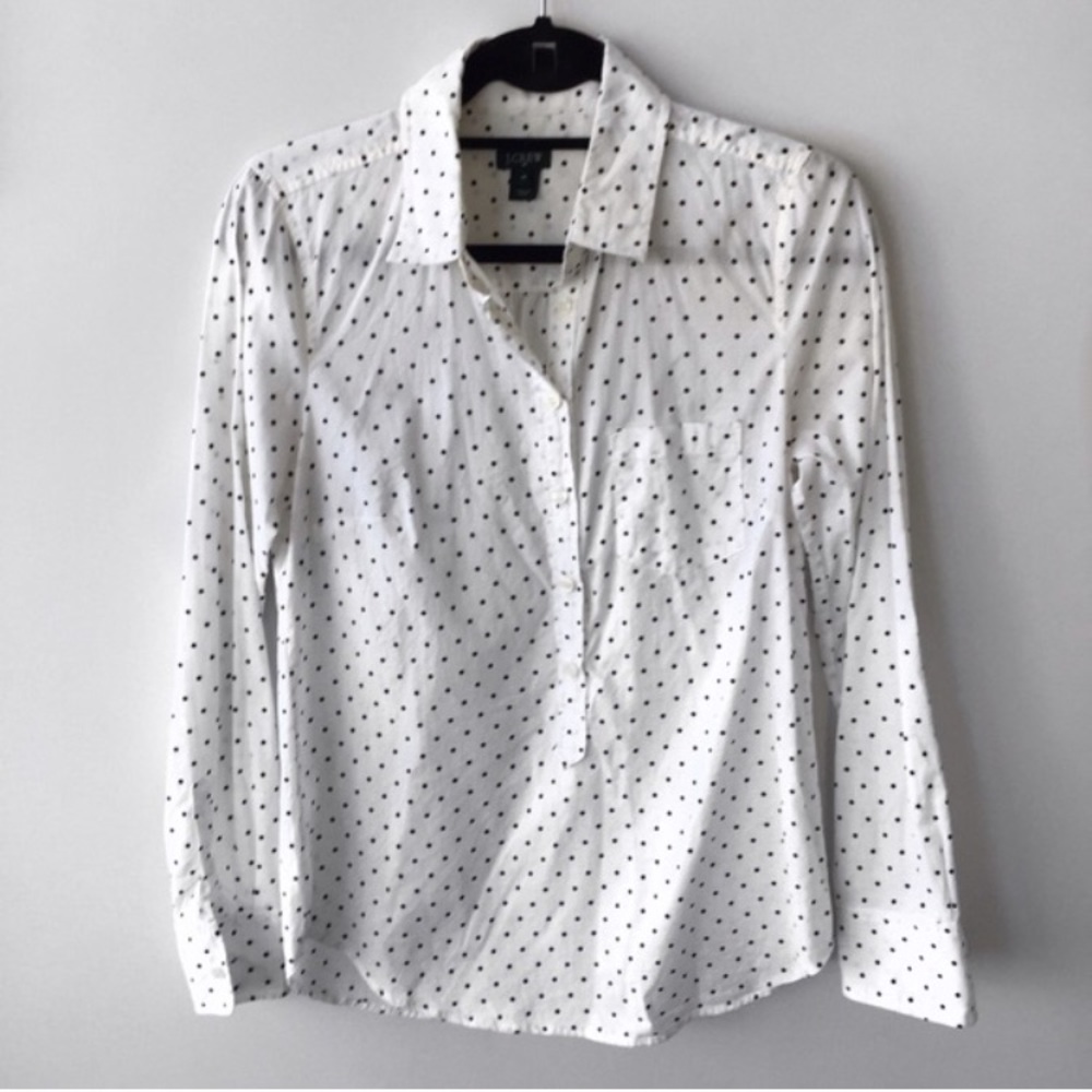 J. Crew Black & White Polka Dot Top