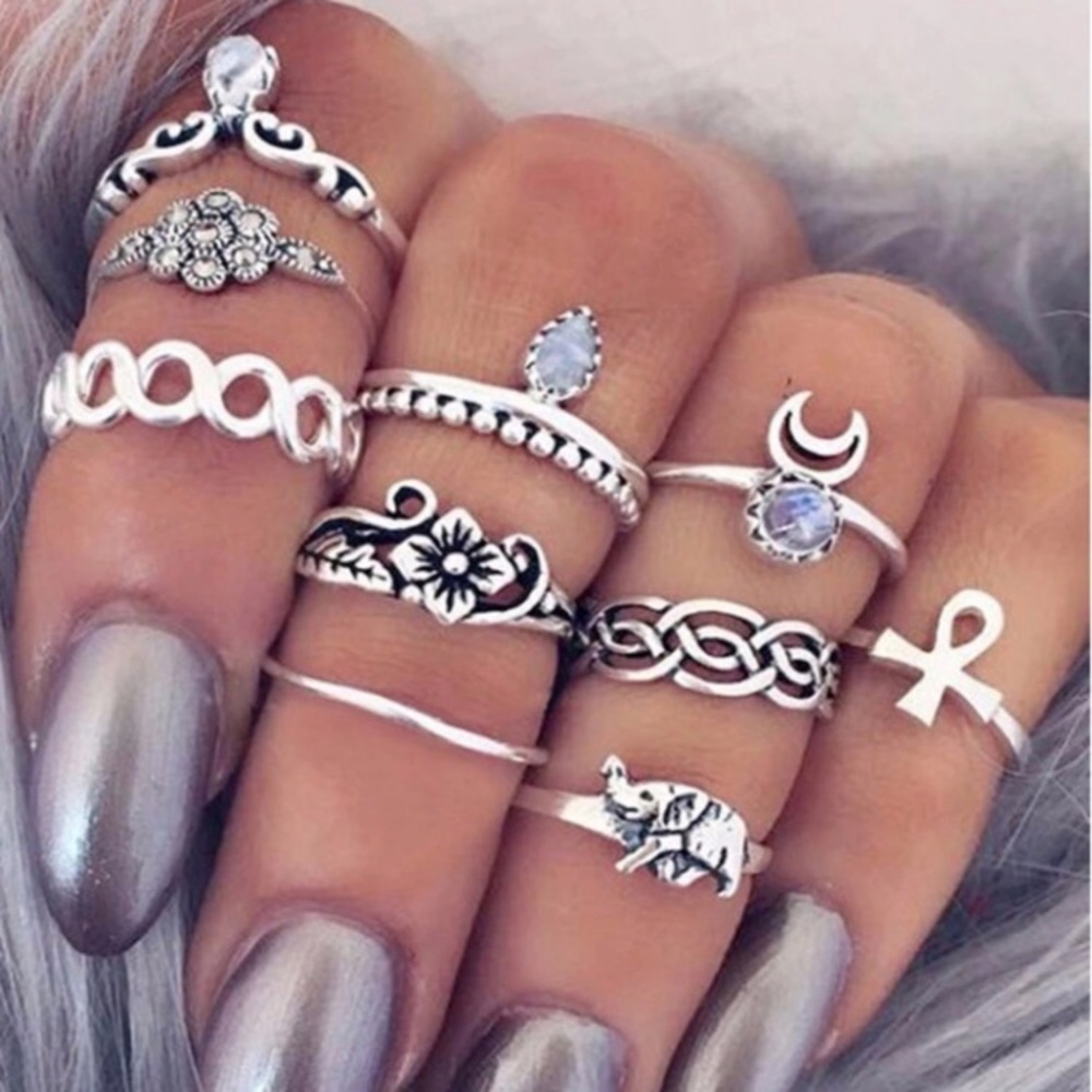 10 Piece Boho Ring Set