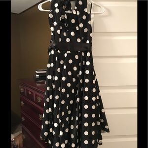 Ladies classic polka dot halter dress!