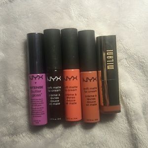4 Nyx Lippies + 1 Milani lipstick
