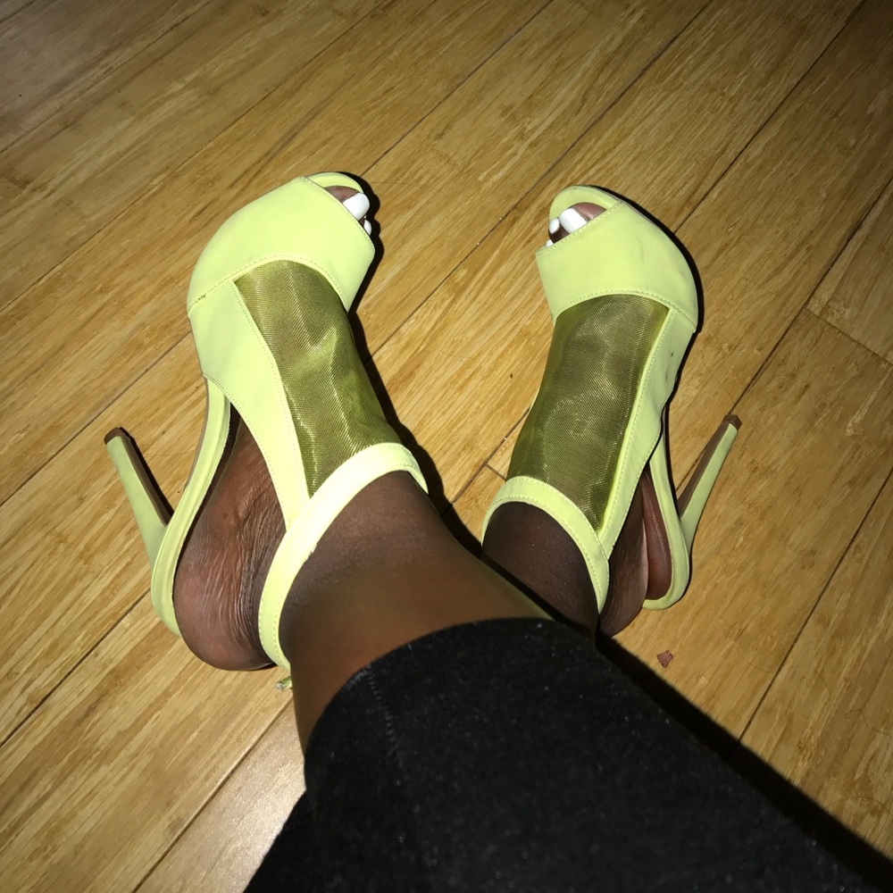 Neon green heels