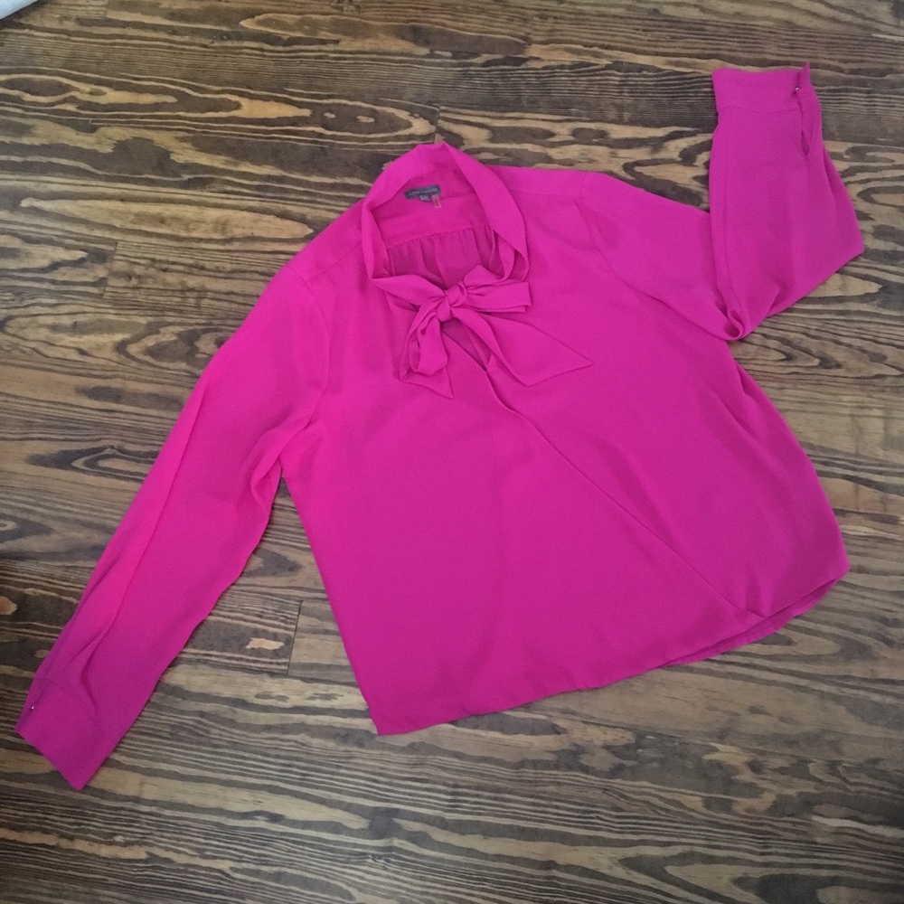 Vince Camuto Fuschia Pussy Bow Blouse