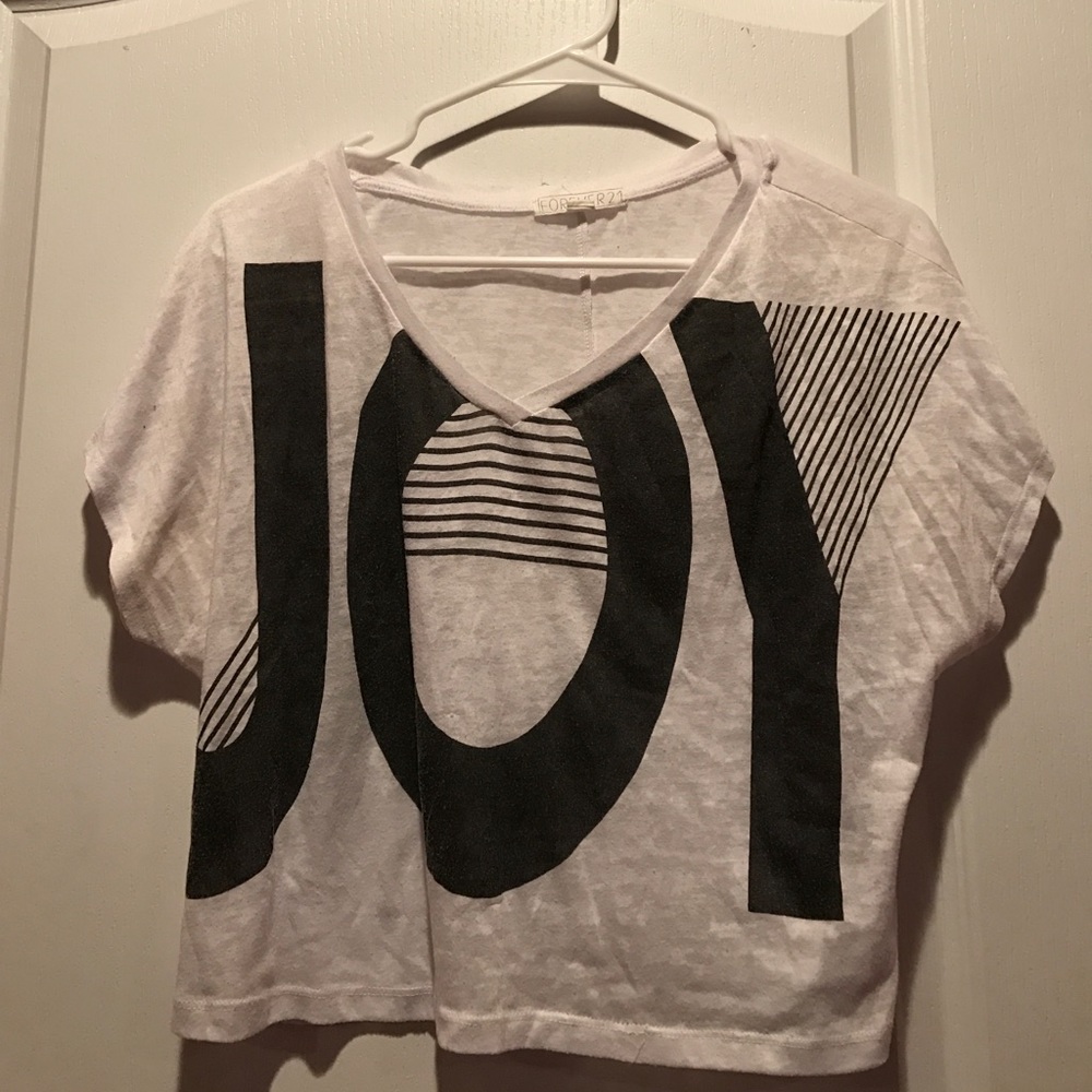 "Joy" white cropped top