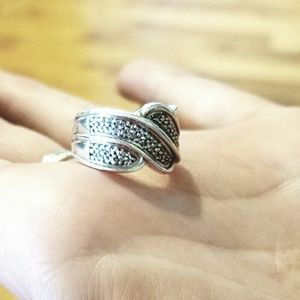 Diamond silver 925 pinky ring.  Size 4.5