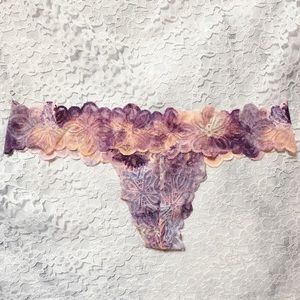 NWOT VS Pink Allover Floral Lace Thong