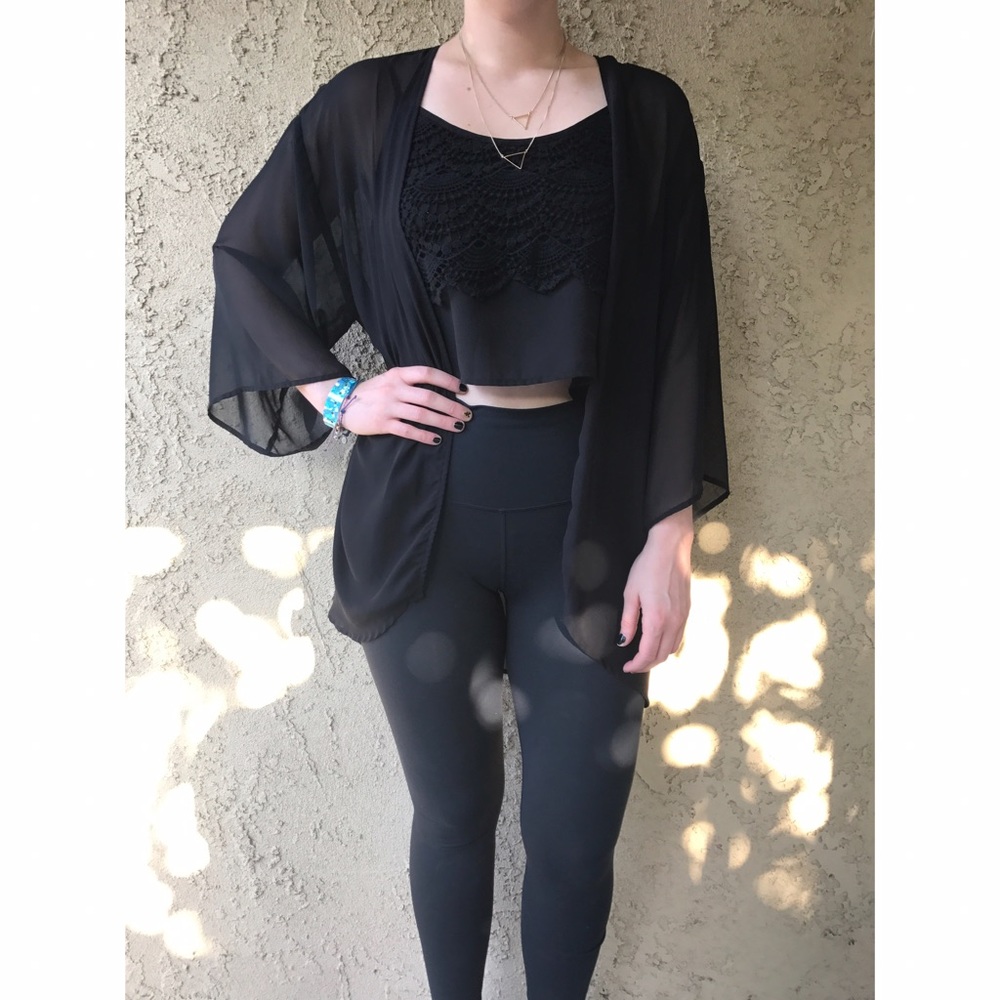 Sheer black kimono