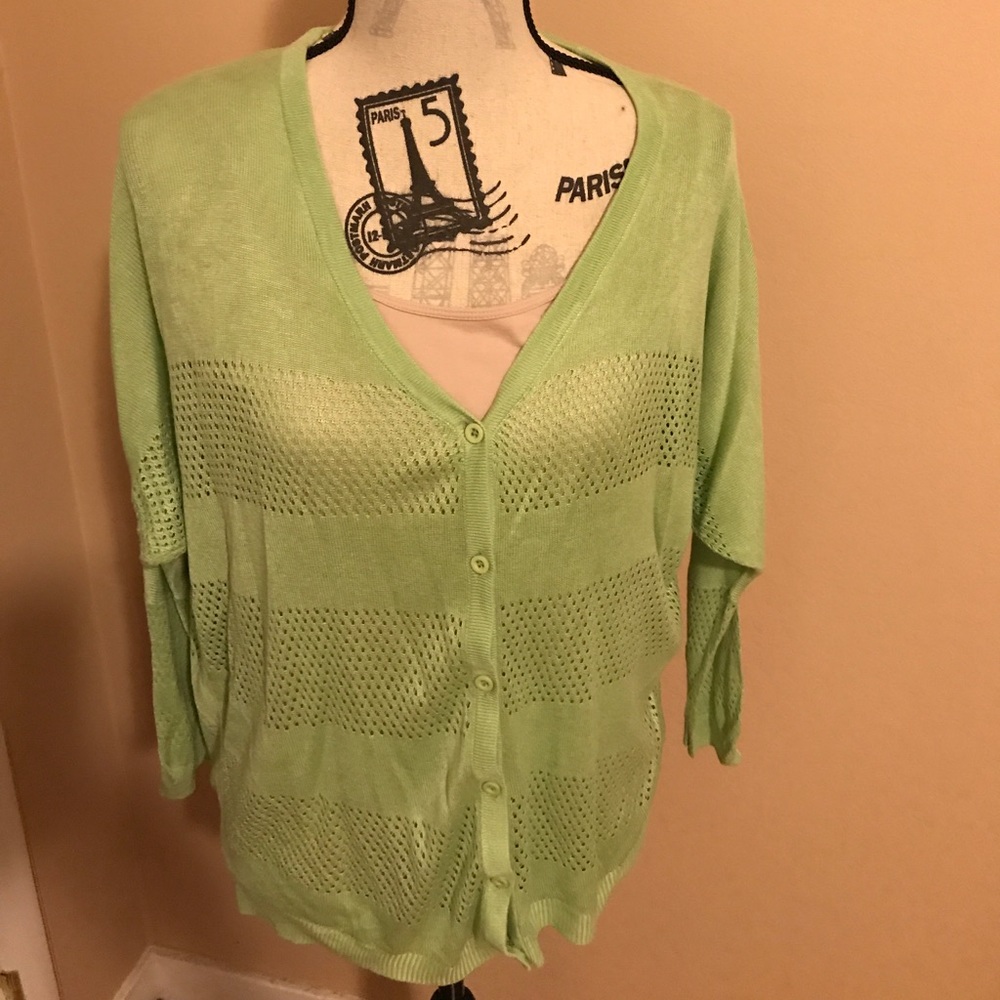 Payton Green open weave sweater