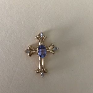 Tanzanite and Diamond Accent Cross Pendant in 10k