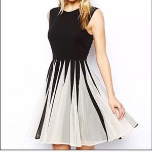ASOS black and white panel a line dress