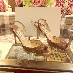 Jimmy Choo glitter platform sandals