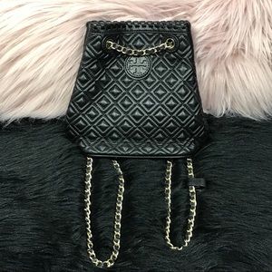 Tory Burch Black Quilted Leather Mini Backpack