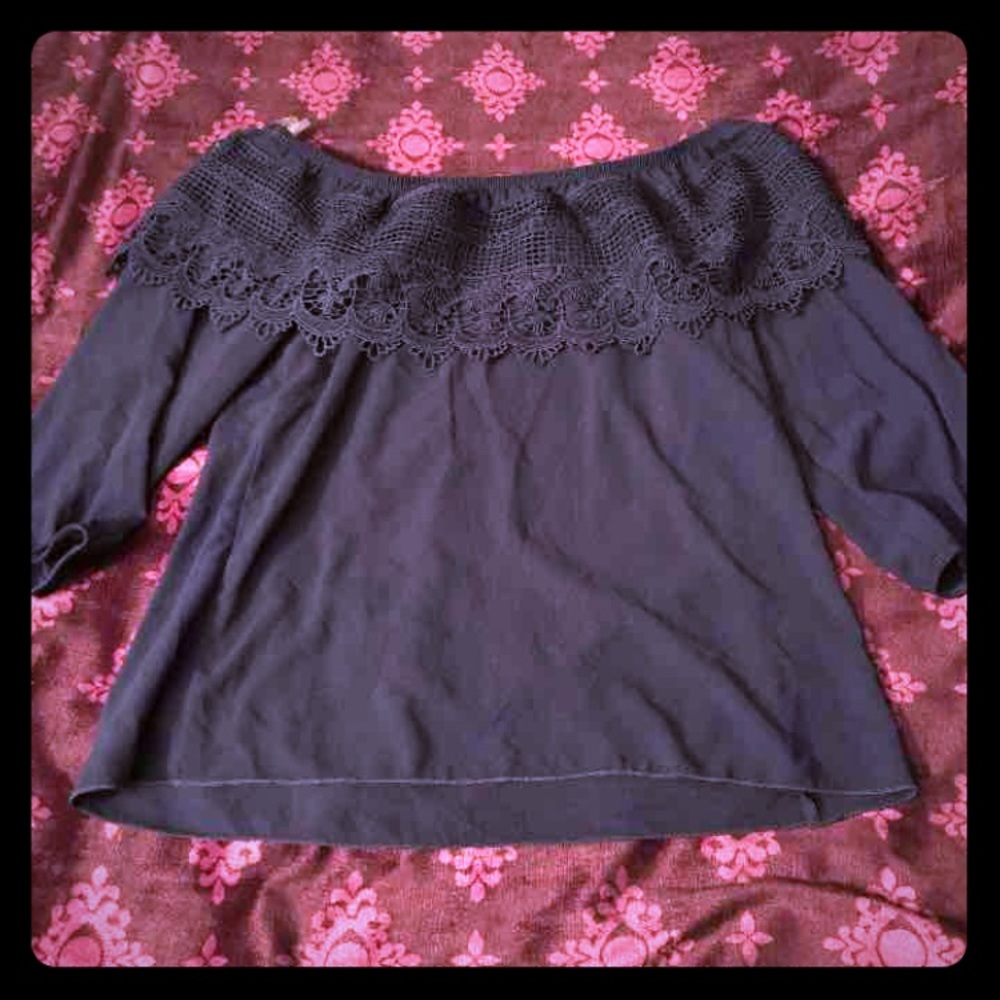 SOLD Navy Off the Shoulder top