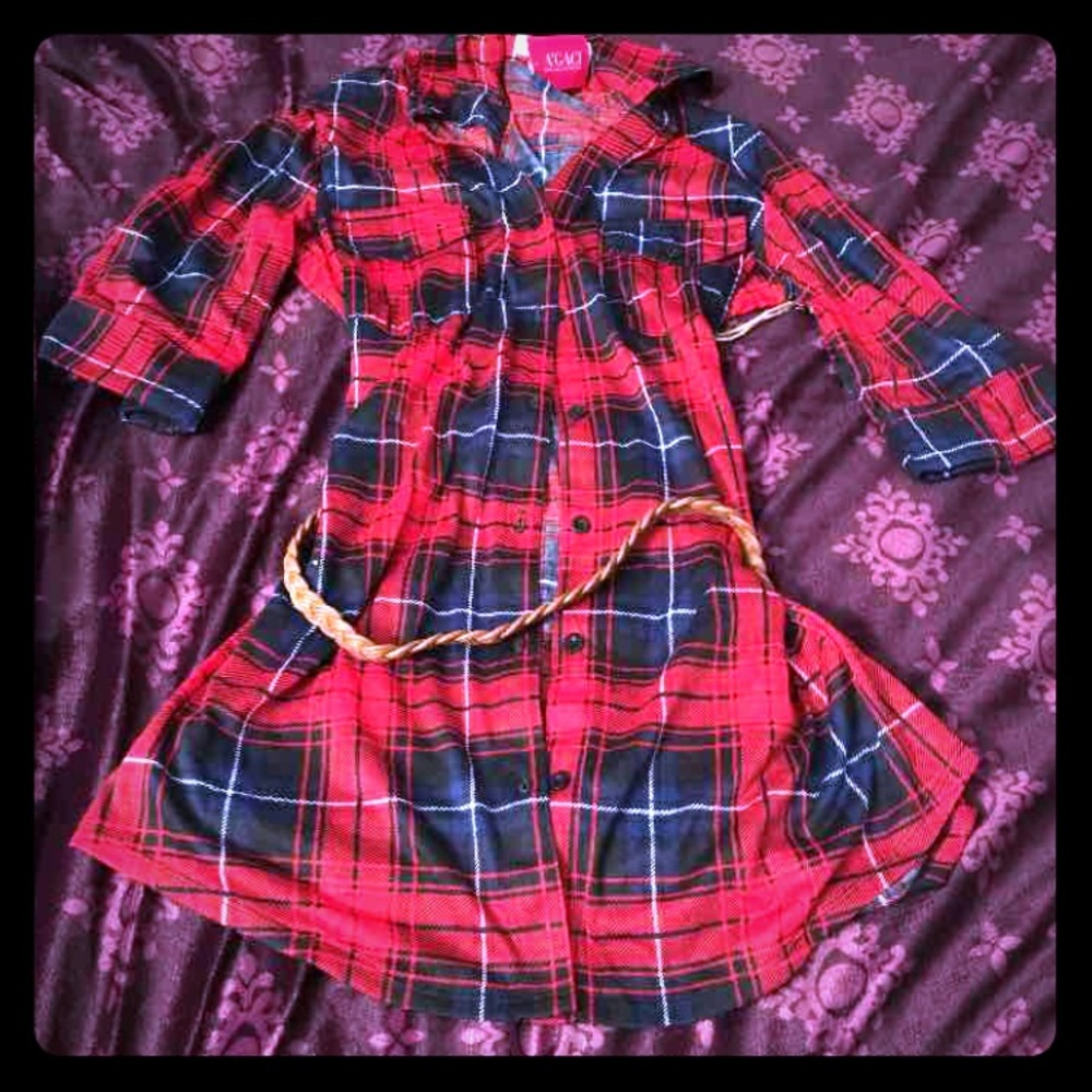 Navy and Red Plaid Shirt