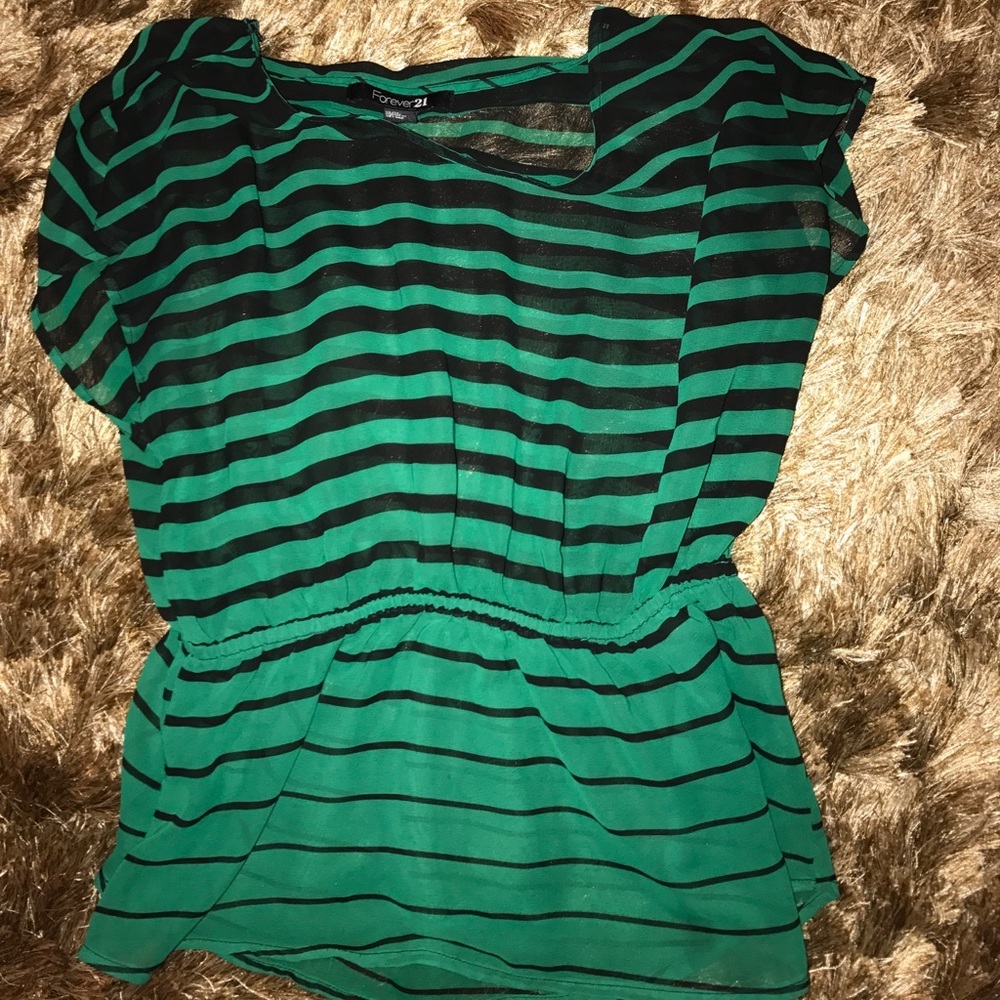 Black and Green striped Blouse