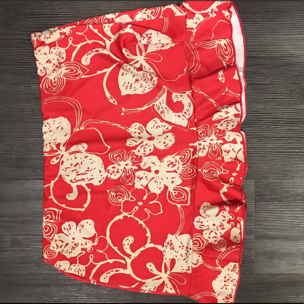 Rusty tan and red stretchy mini skirt