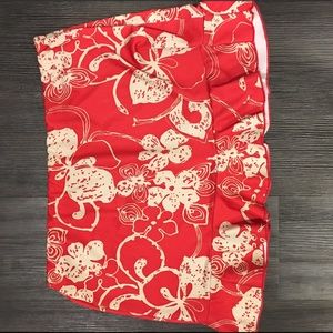 Rusty tan and red stretchy mini skirt