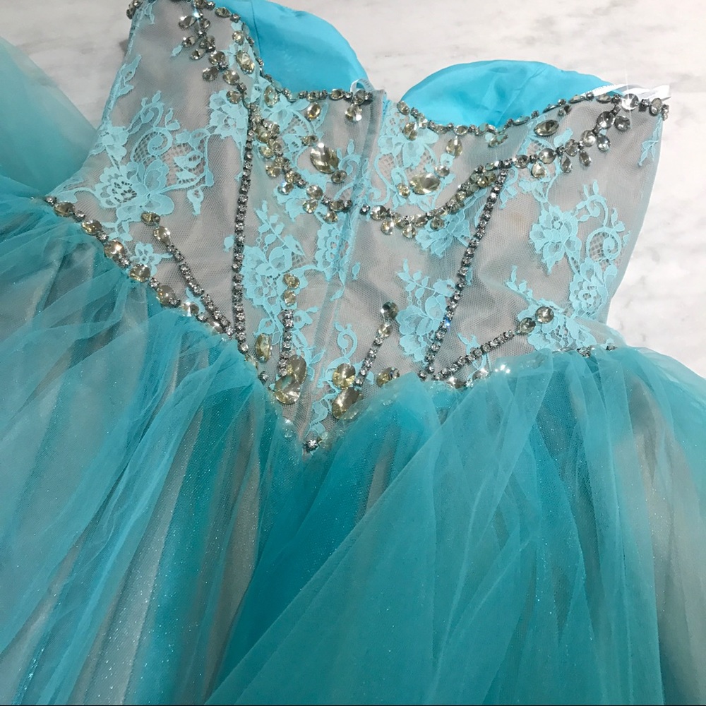Sherri Hill Blue Prom Dress - Picture 4 of 5