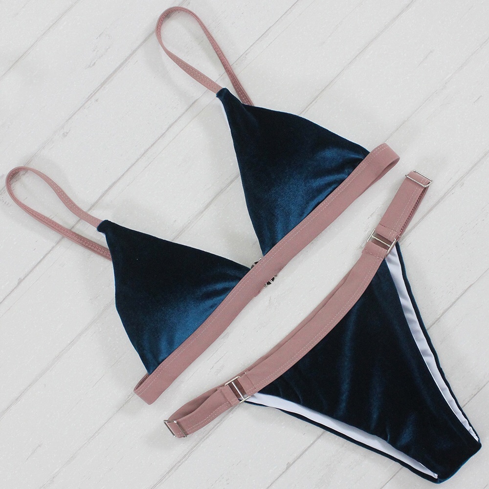 Teal Velvet Bikini - Picture 2 of 5