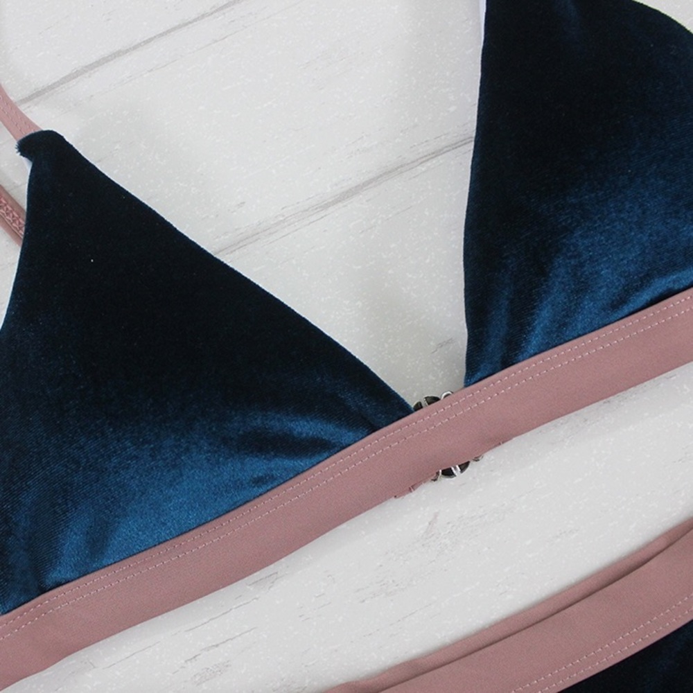 Teal Velvet Bikini - Picture 4 of 5