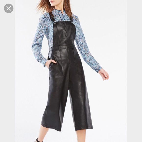 BCBG Max Azria "Jamee" Faux Leather Overalls - Picture 1 of 4