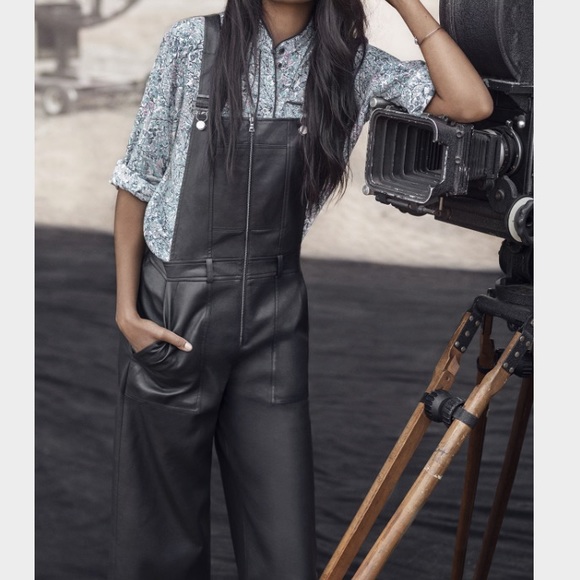 BCBG Max Azria "Jamee" Faux Leather Overalls - Picture 3 of 4