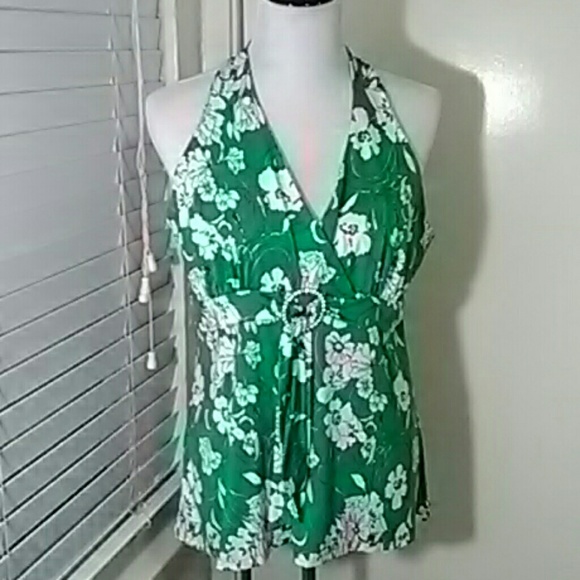 Green floral  tank top - Picture 3 of 5