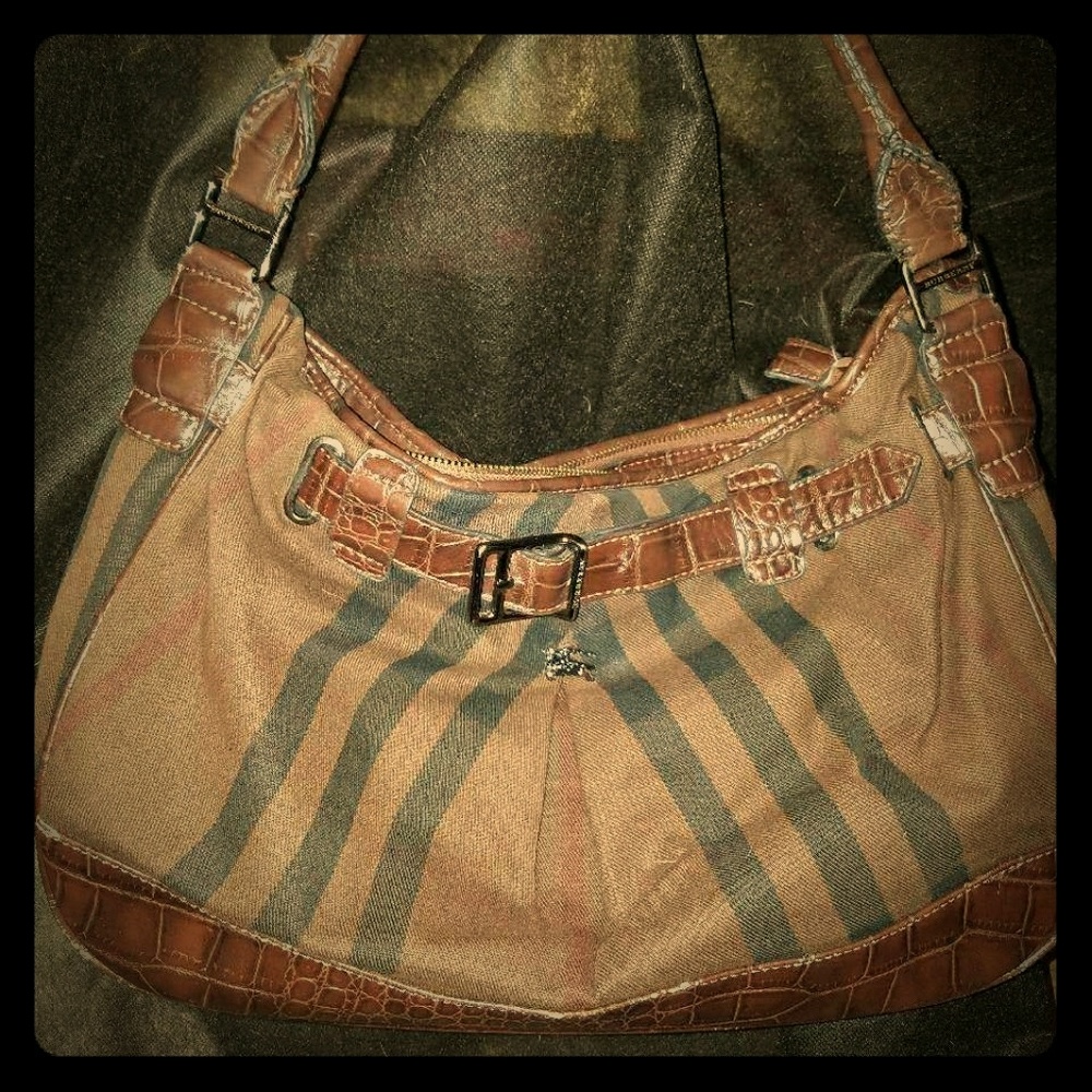 Burberry Black & Brown Canvas Satchel & Leather