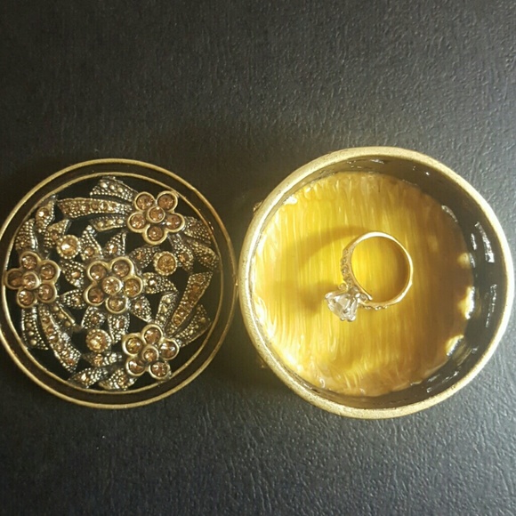 NEW ❤ FLOWER JEWELRY BOX AMBER CRYSTALS❤ - Picture 4 of 4