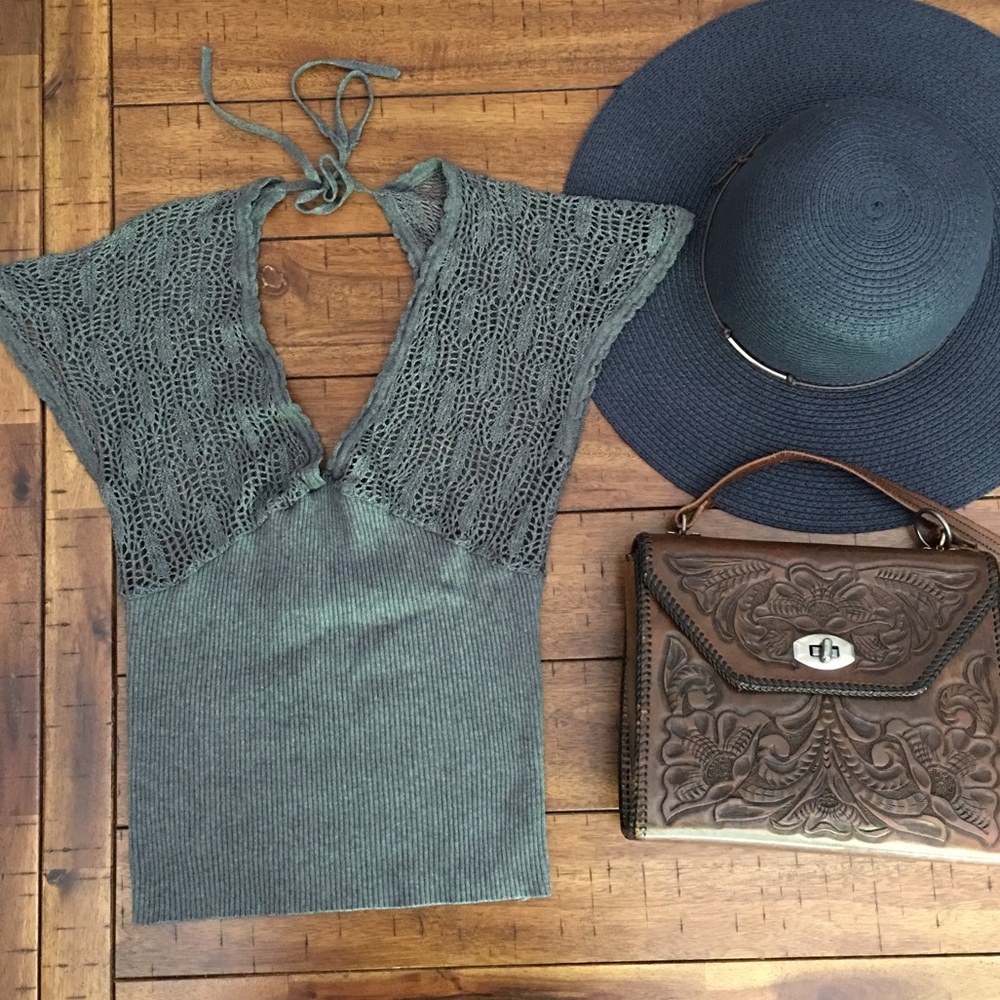 White House black market crochet knit top