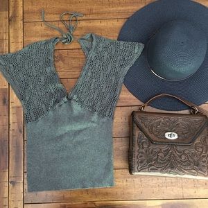 White House black market crochet knit top