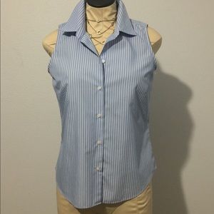 Ann Taylor Button Down Collard Sleeveless Top