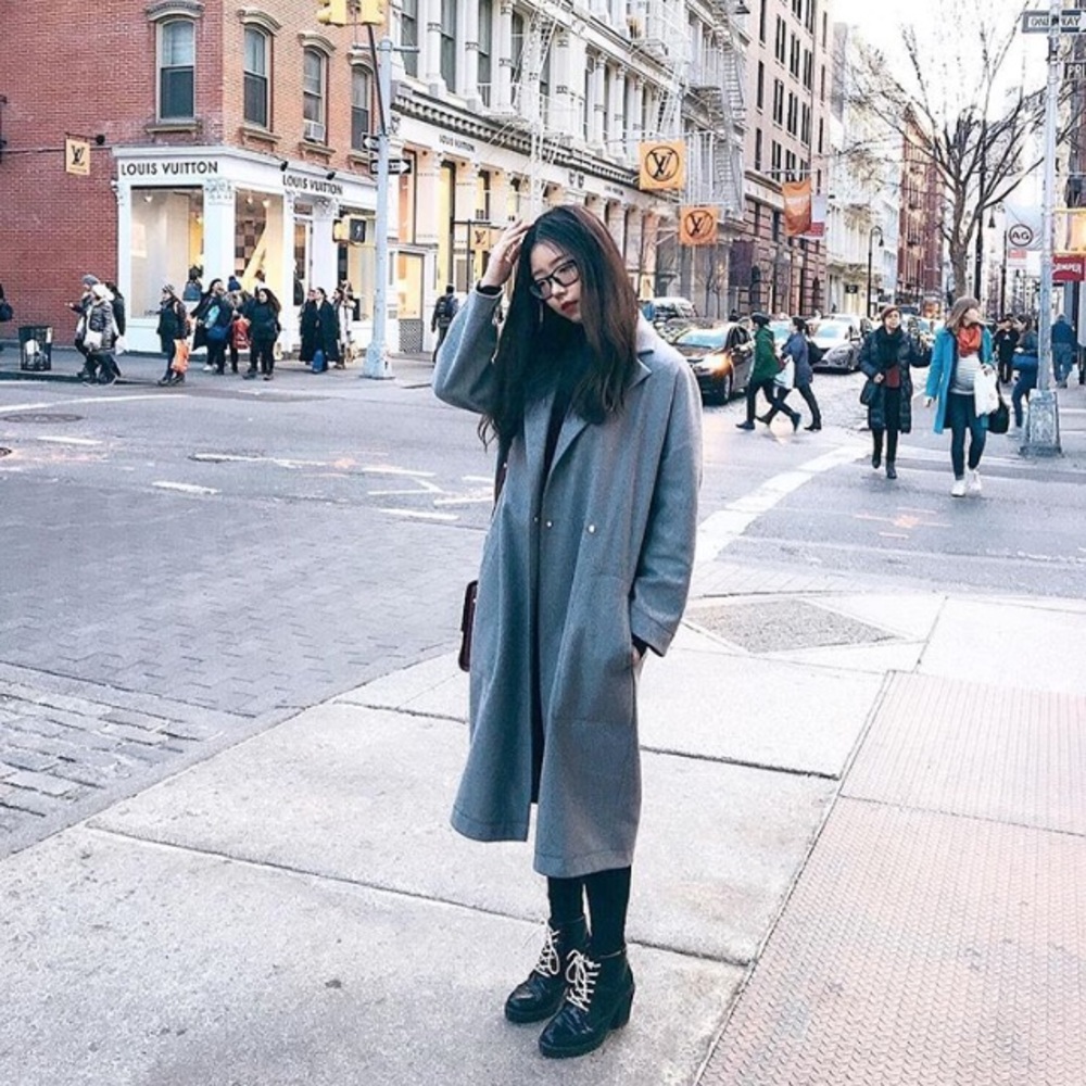 ACNE STUDIOS GREY WOOL COAT