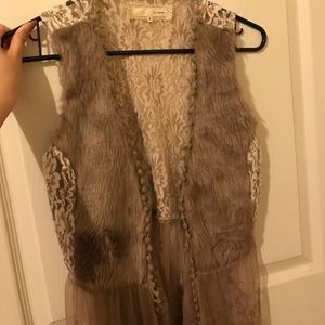 Bohemian Faux Fur Lace Vest