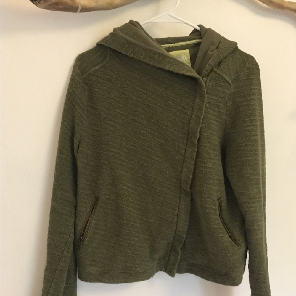 Anthropologie Green Zip Sweater