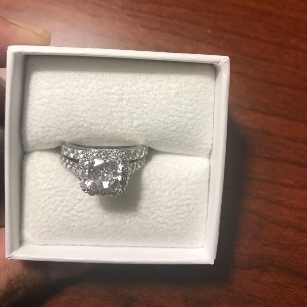 3.11 Ct t.w equivalent simulated diamond ring set