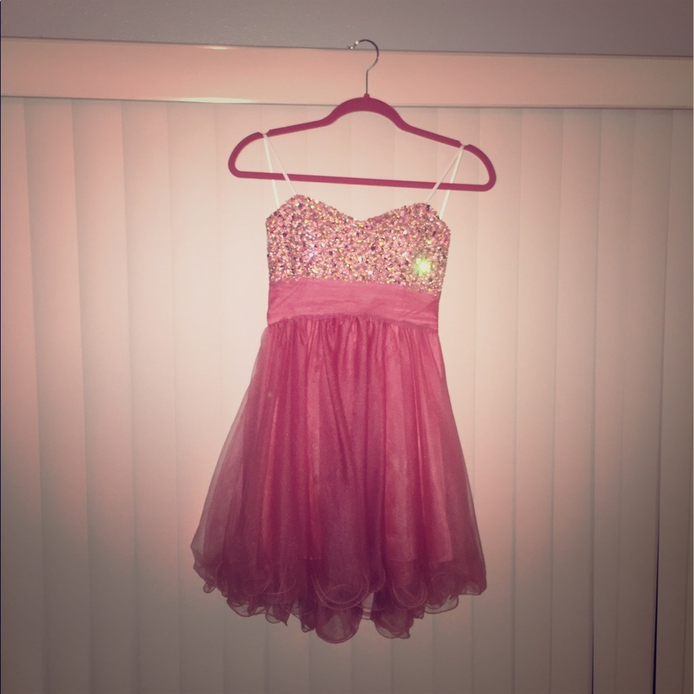 Decode 1.8 embellished pink sparkly prom dress
