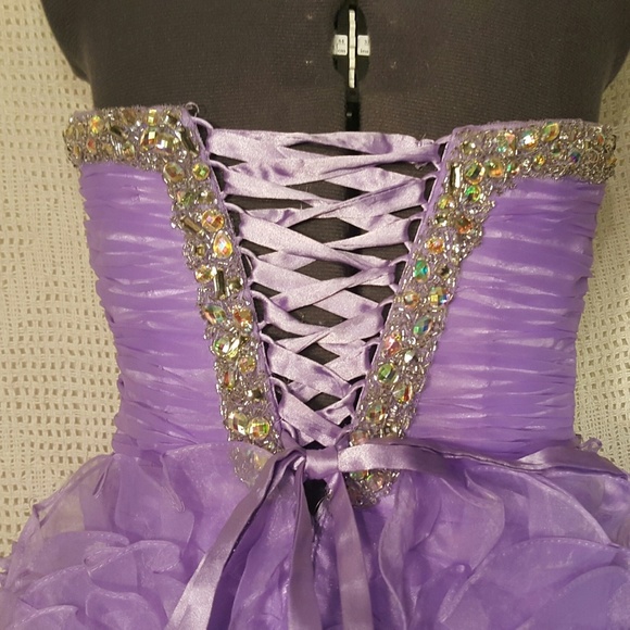 Strapless Lavender Party Dance Short Dress - Picture 3 of 6